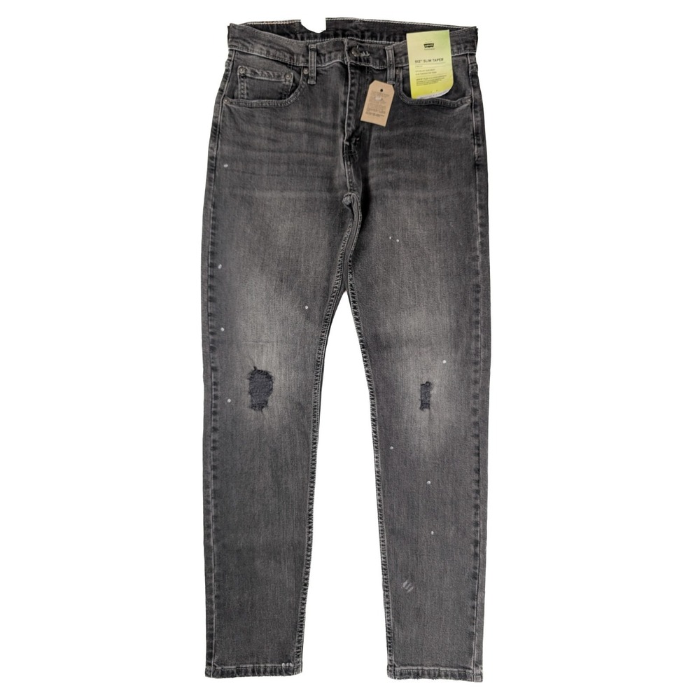 Levi's 512 Stretch Slim Tapered Fit Gray Paint Accent Jeans Men's Size 32x34 NWT